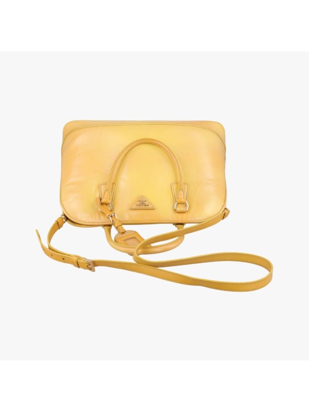 Prada Open Promenade Yellow Saffiano Patent 31 Messenger Bag - Picture 8 of 15